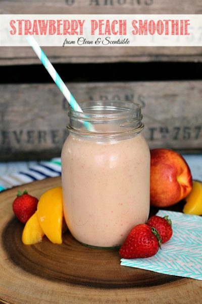 This strawberry peach smoothie is a healthy way to start off your day! Perfect for those summer fresh fruit!