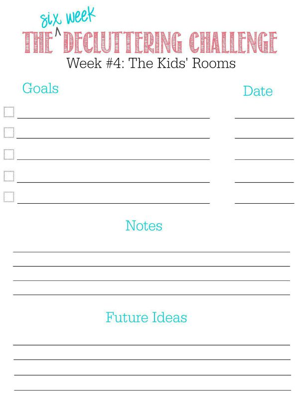 Great tips for getting those kids' bedrooms decluttered and organized.  Part of The Six Week Decluttering Challenge.