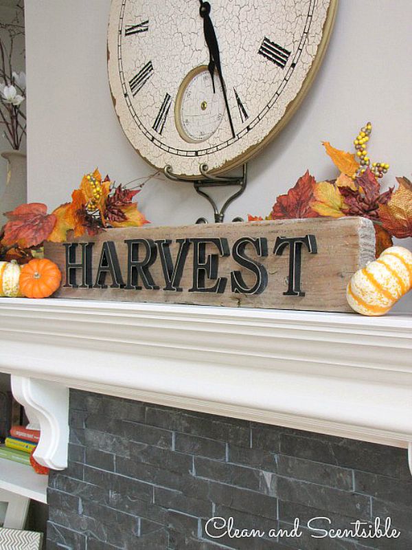 I love this simple, rustic fall sign and mantel.