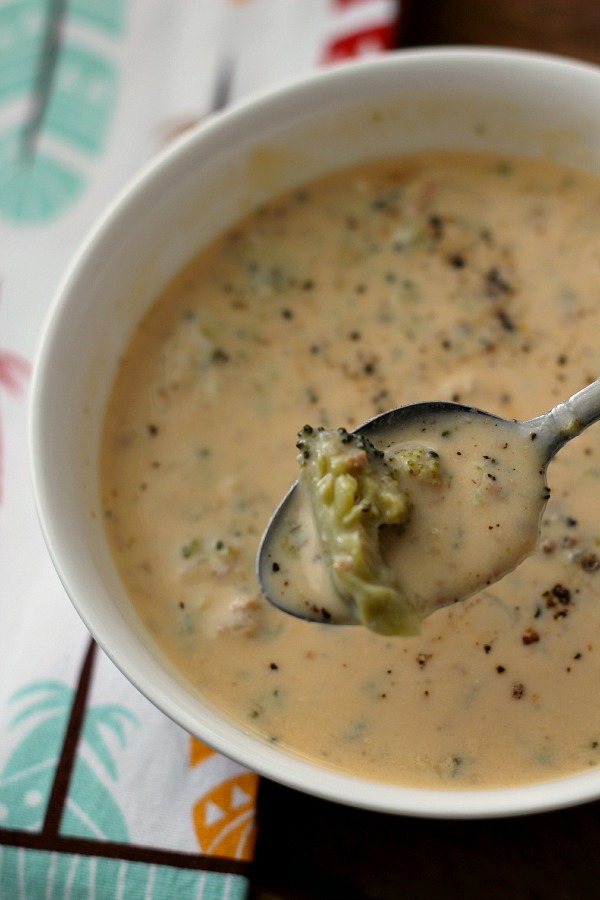 Creamy broccoli cheese soup.  Easy to prepare for lunch or dinner.