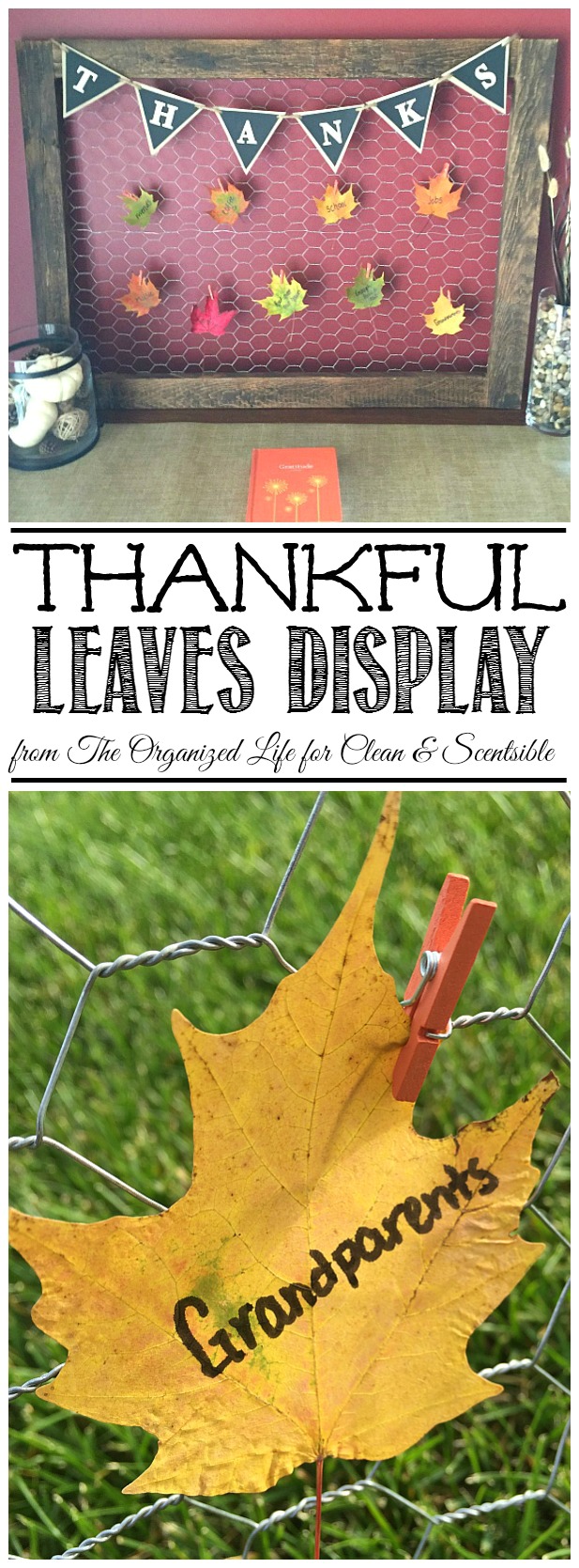 This thankful leaves display is such a sweet idea for Thanksgiving and a great reminder of all we have to be thankful for!