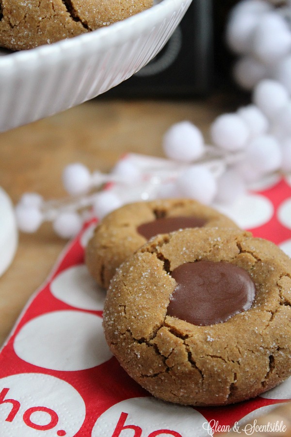 These gingerbread chocolate thumbprint cookies are soft and chewy with just the right hit of chocolate! If you are looking for a new Christmas cookie recipe, this is sure to be a favorite!
