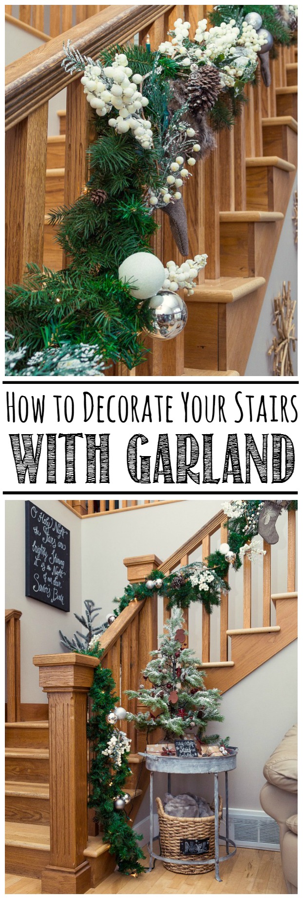 How to Hang a Garland on the Stairs - Clean and Scentsible