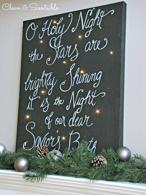 Twinkling Christmas canvas - this looks so pretty all lit up!