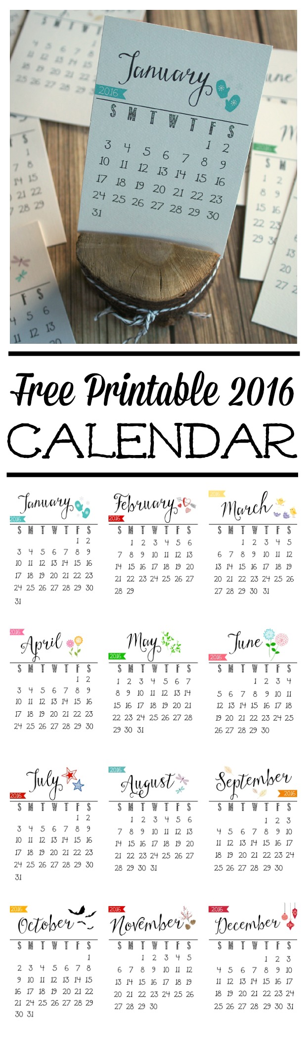 Printable Calendar 2016 Template from www.cleanandscentsible.com