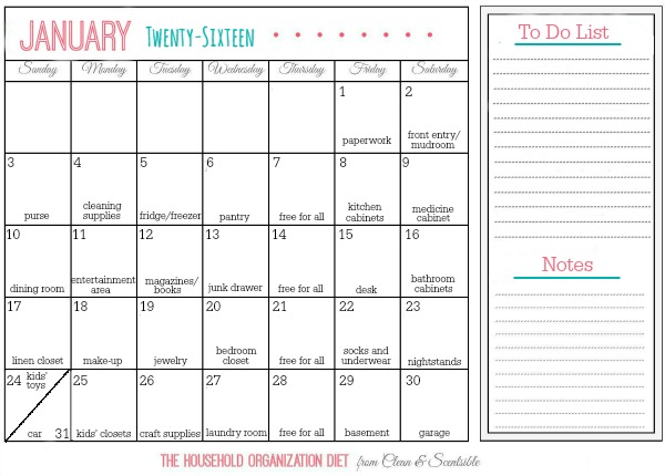 The 31 Day Household Detox. Follow this plan to jumpstart your decluttering process and organization habits. Just 15 minutes per day!