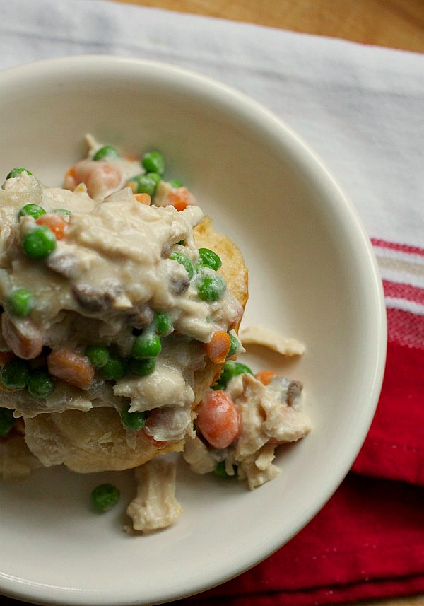 Delicious slow cooker chicken and dumplings. Only a few minutes to prepare - the perfect busy weeknight meal idea!