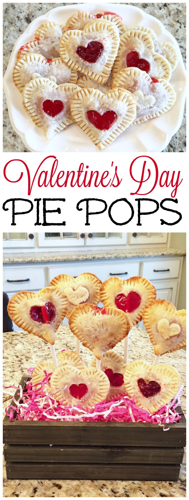 Cute Valentine's Day pie pops - easy to make with only three ingredients needed!