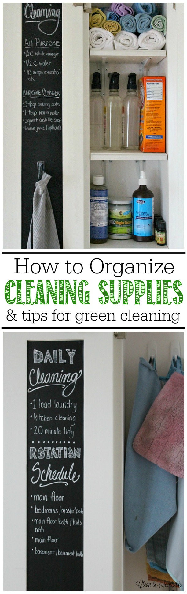 Great post on how to organize cleaning supplies and basic green cleaning tips.