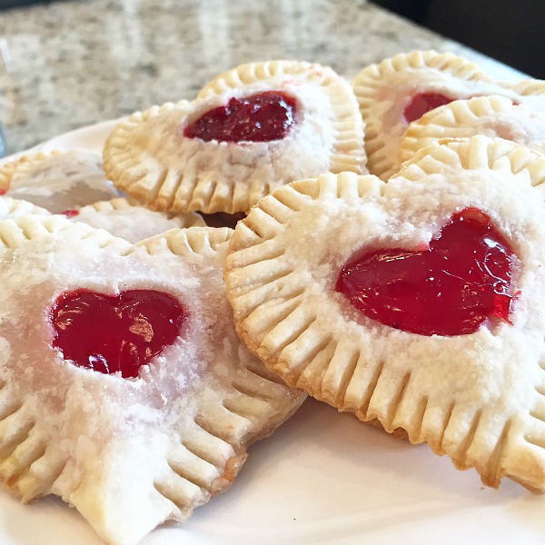 Cute Valentine's Day pie pops - easy to make with only three ingredients needed!