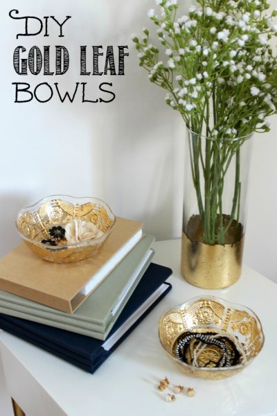 Simple tutorial to learn how to apply gold leaf to any plastic or glass ware. Turn dollar store items into beautiful decor pieces!