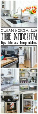 How to clean and organize the kitchen {The February Household Organization Diet} - Everything you need to get your kitchen decluttered, cleaned, and organized! Tips, tutorials, and free printables included.