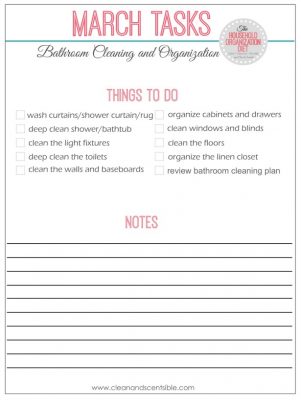 Clean and organize your entire bathroom with this free printable to do list.