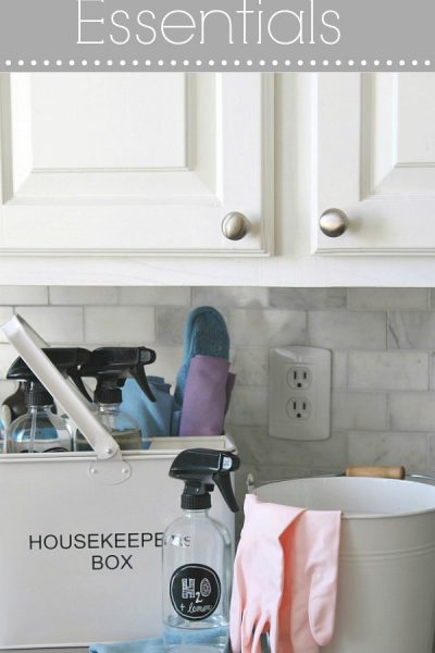 Everything you need to stock a portable home cleaning kit. Having everything organized and ready to go will make it so much quicker and easier to get all of those cleaning tasks done!