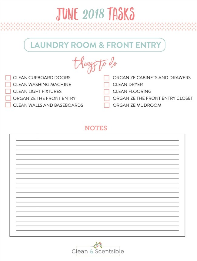 Free printable to do list to clean and organize the laundry room.