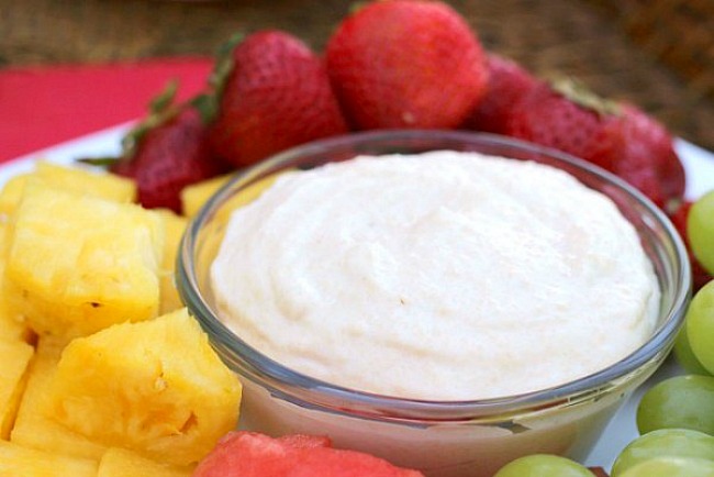 Easy coconut fruit dip! The perfect summer snack!
