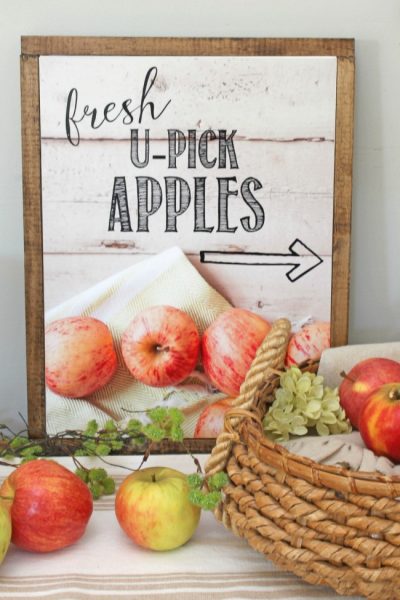 Apple picking fall printables plus instructions on how to mount and frame a canvas.