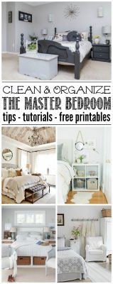 Lots of ideas to help you get your master bedroom cleaned and organized. Free printables included to help keep you on track!