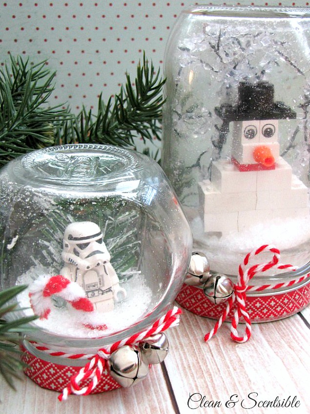 These DIY Lego Snow Globes are a fun and creative Christmas craft idea to do with the kids.