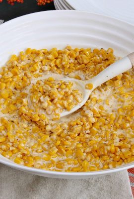 Delicious slow cooker creamy corn. This will soon be a family favorite and makes a great holiday side dish. Minimal prep time needed and it frees up stove space!