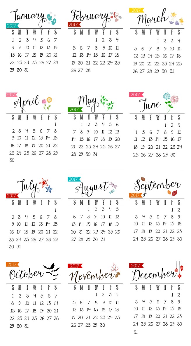 Free printable 2017 calendar. Perfect for your desk or office. Makes a cute gift idea too!