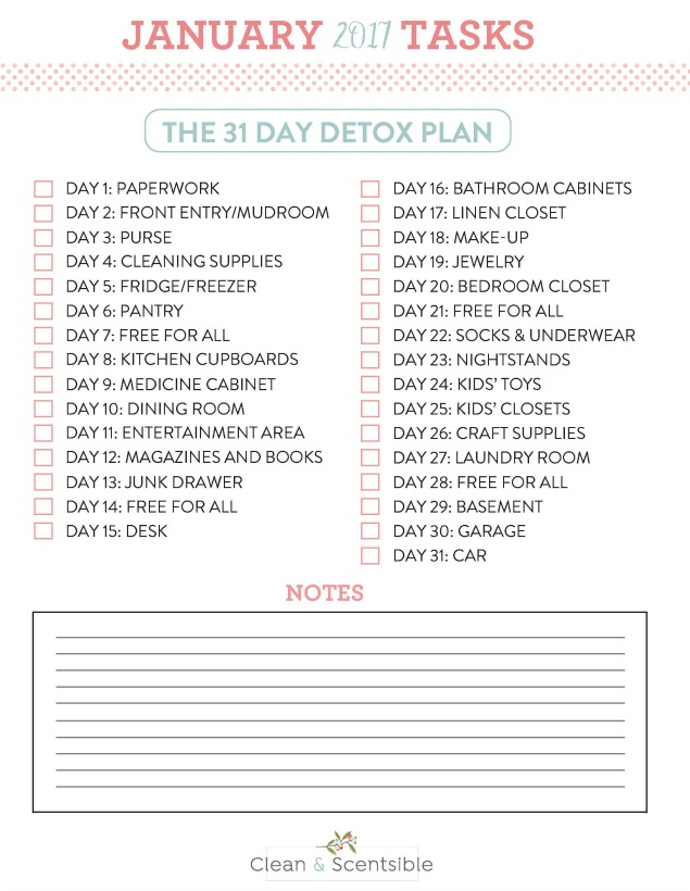 Jumpstart your home decluttering and organization with this 31 day home detox. Just 15 minutes per day to get rid of all of that unwanted stuff that's weighing you down! Start at any time!