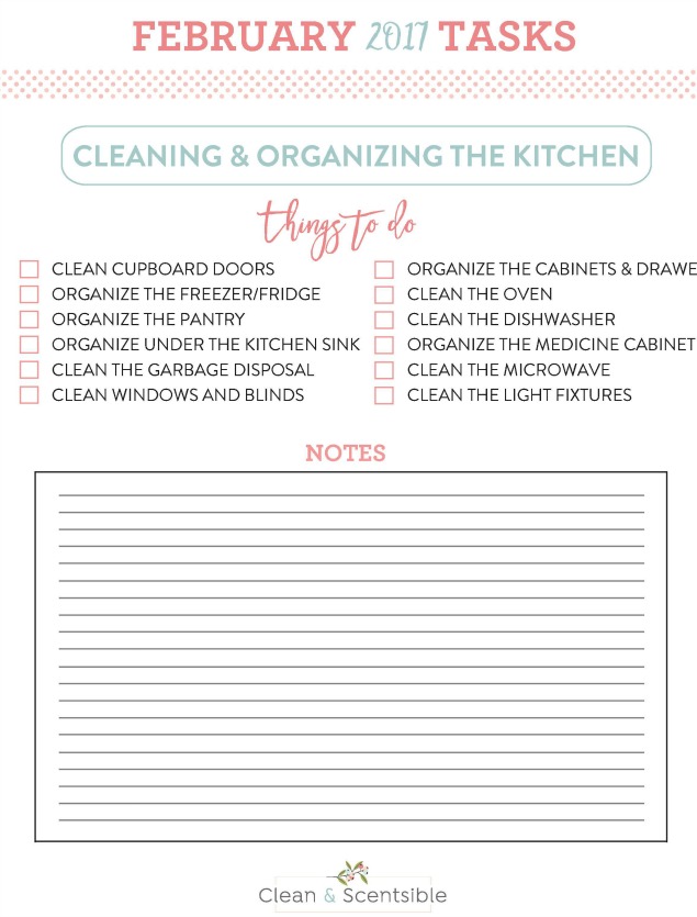 The February Household Organization Diet. Everything you need to get your kitchen cleaned and organized.