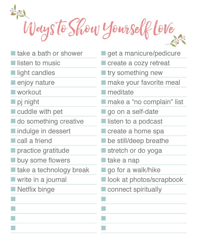 Take time for yourself to unwind, reset and rejuvenate. 30 self-care ideas with free printable.