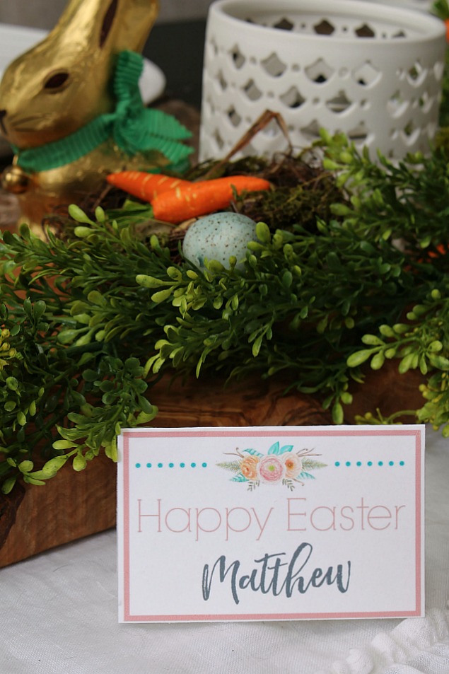 Spring home tour with Easter tablescape ideas. Free printables to help you dress up your Easter table.