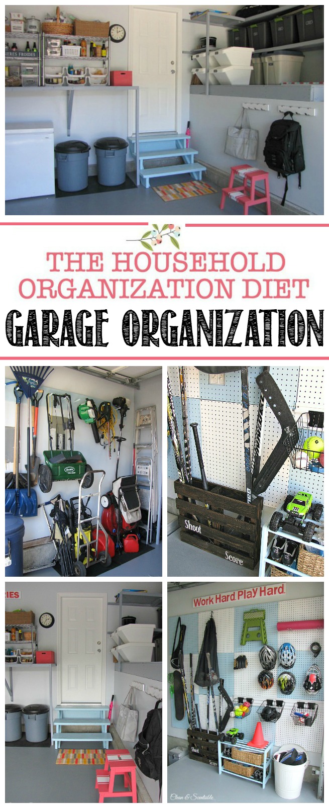 The July Household Organization Diet. Awesome ideas and tips for garage organization with free printables.