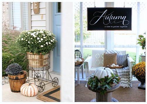 Beautiful collection of fall front porch decorating ideas.