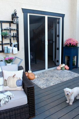 Fall Patio Design with screen doors. #fall #falldecorations #ad