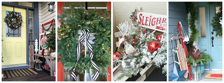 Lots of beautiful Christmas front porch ideas! Easy ideas that anyone can do!