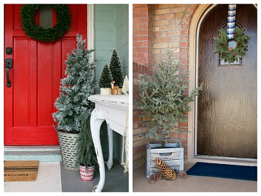 Lots of beautiful Christmas front porch ideas! Easy ideas that anyone can do!