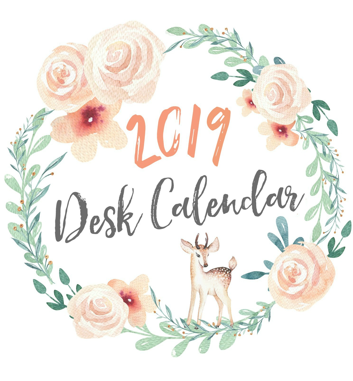 Watercolor 2019 desk calendar available to download and print.