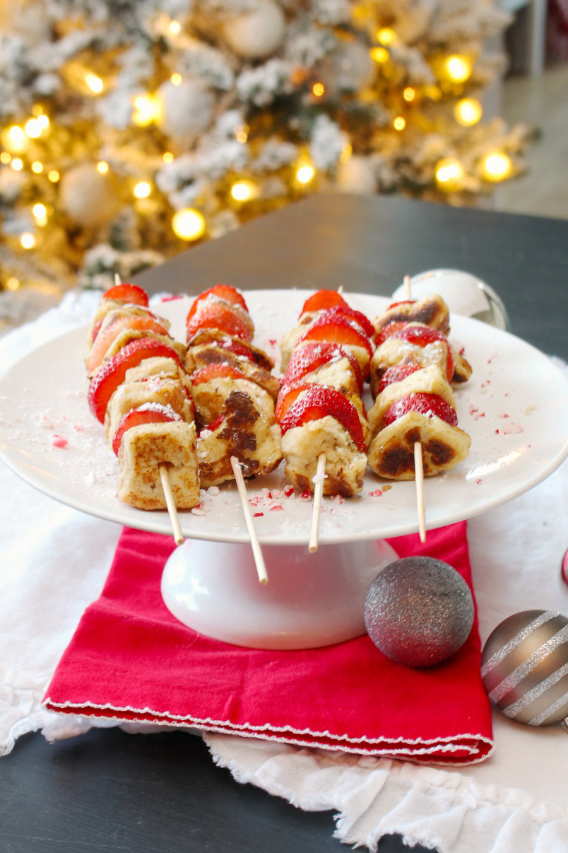 Candy Cane French Toast Kabobs Christmas Breakfast