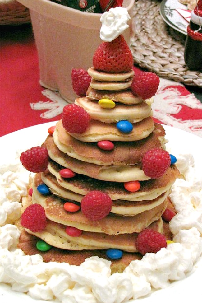 Stacked Christmas Tree Pancakes and other fun Christmas breakfast ideas.