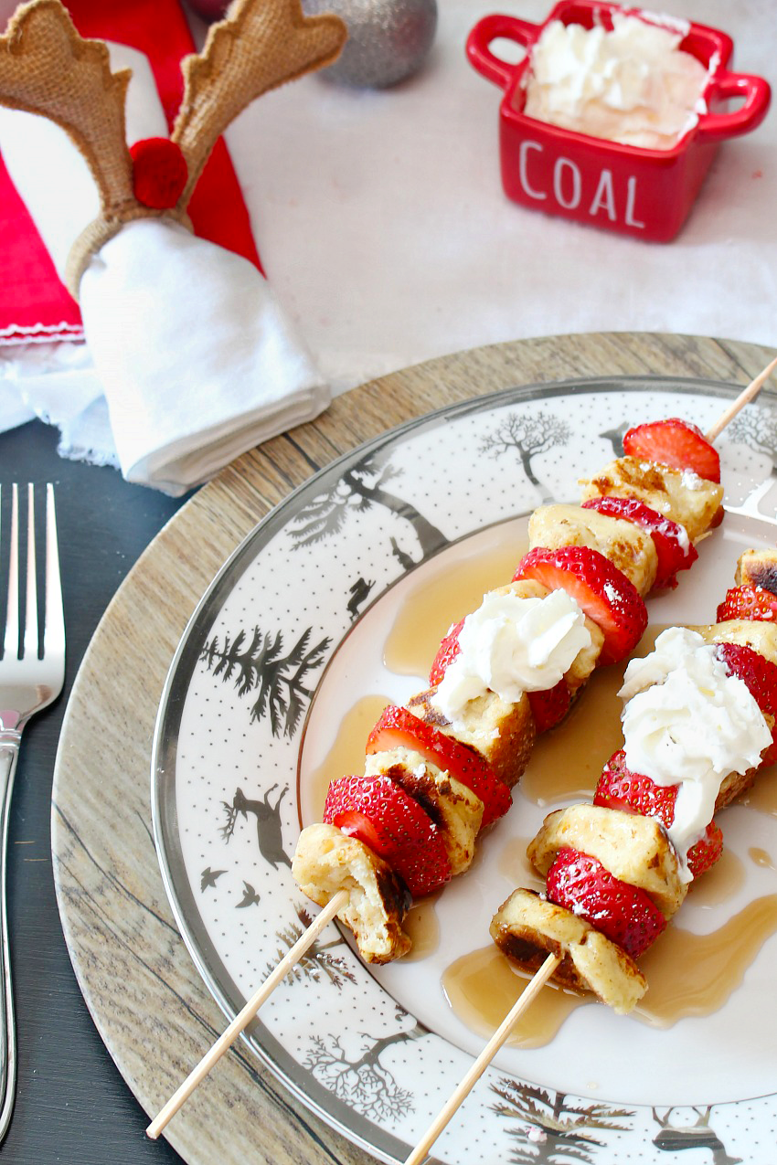Candy Cane French Toast Kabobs Christmas Breakfast