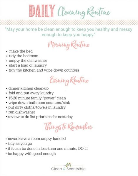 Daily Cleaning Routine Tips and a Free Daily Cleaning Routine Printable ...