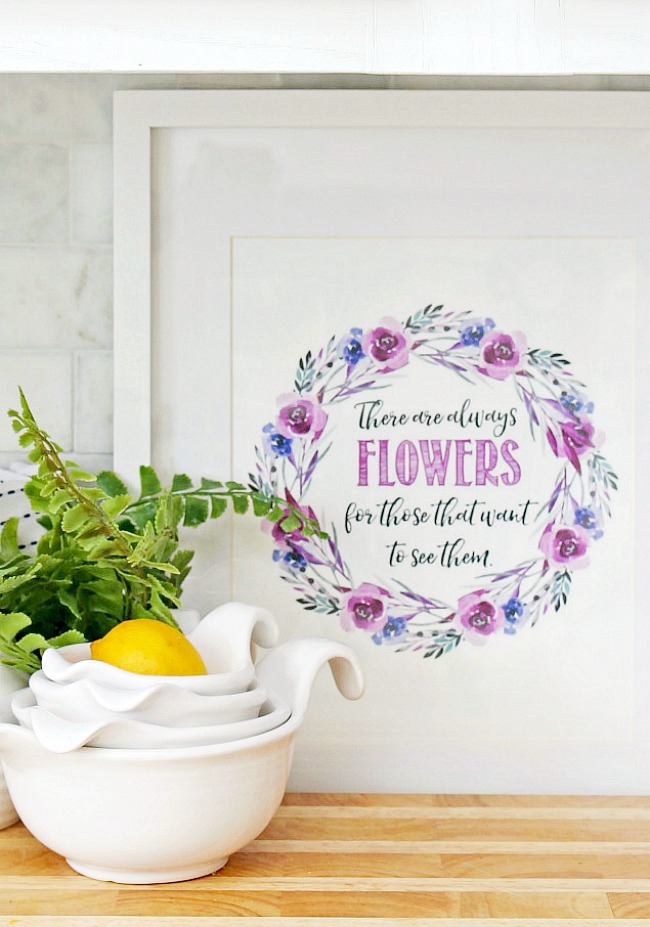 There are Always Flowers free spring printable with purple flowers.