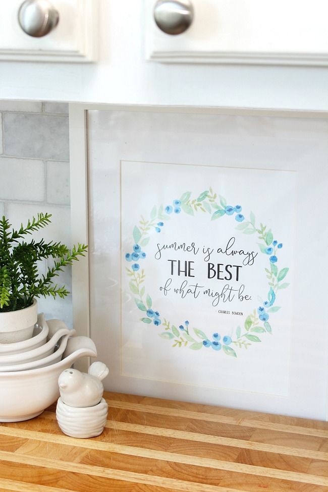 Free summer printable. The summer is always the best of what might be printable quote with blueberry wreath.