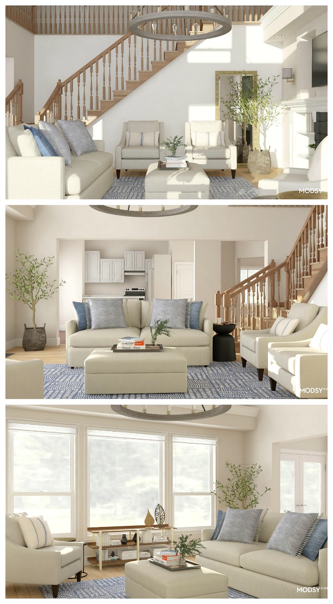 Modern neutral living room design.
