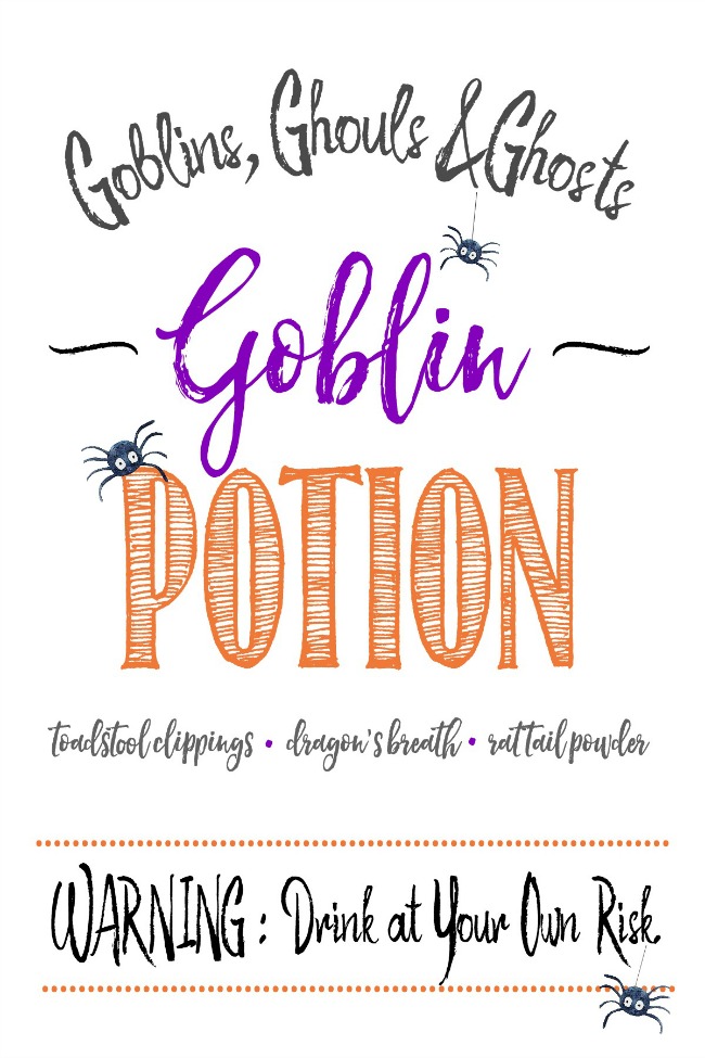 Goblin potion Halloween printable.