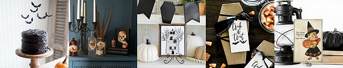 Collage of free Halloween printables.