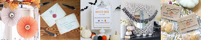 Collage of free Halloween printables.