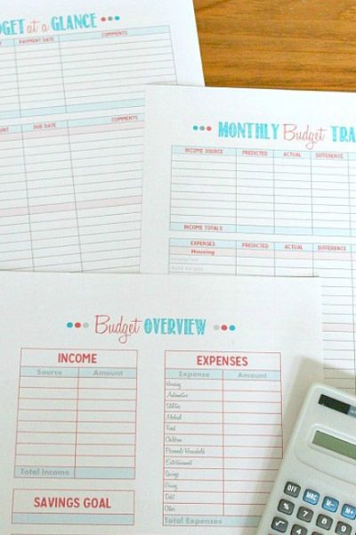 Set of three free budgeting printables.