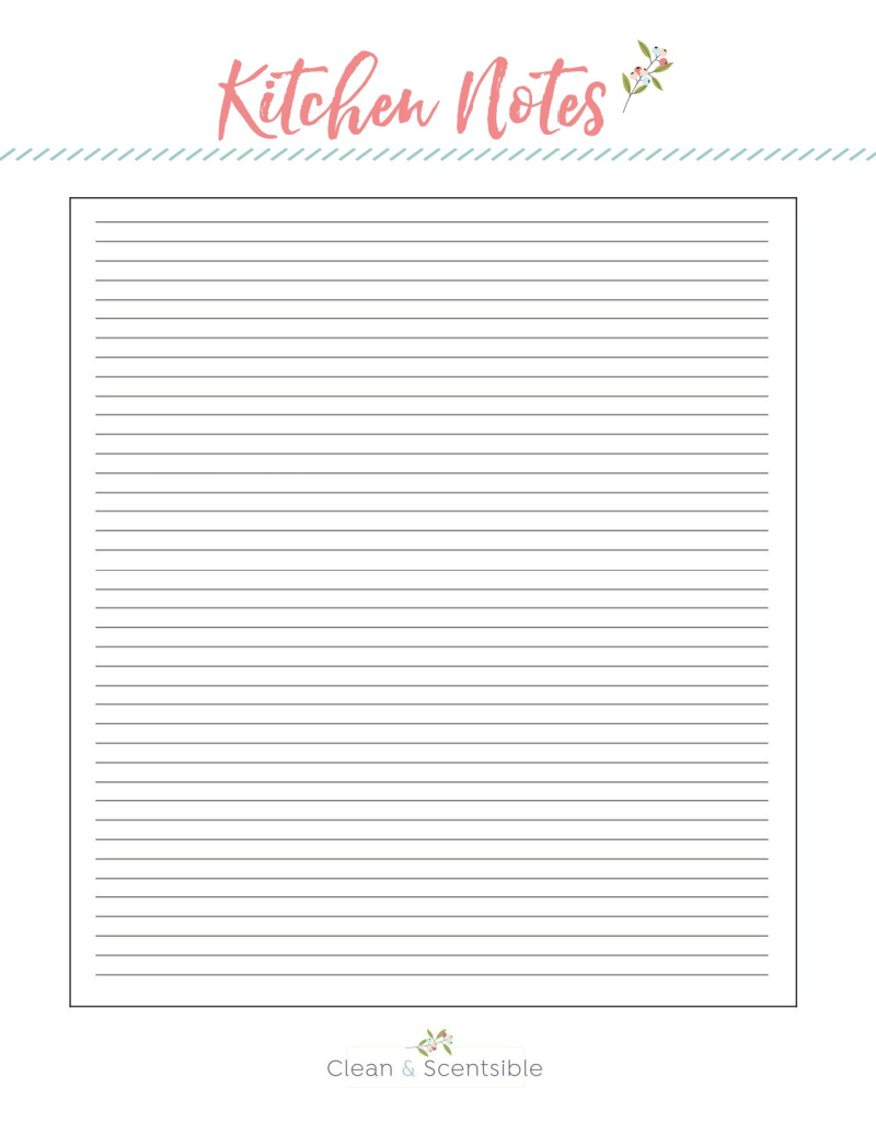 Kitchen notes free printable.