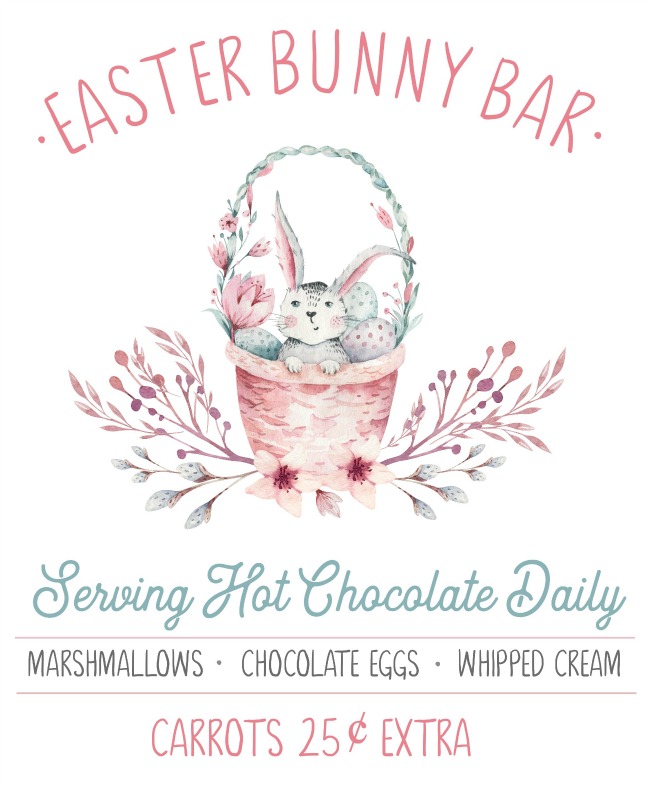 Easter Bunny Bar free Easter printable.