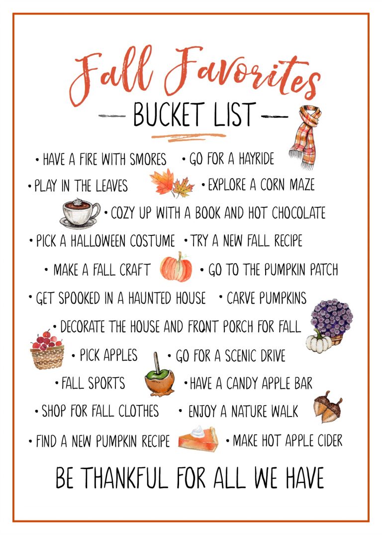 Fall Bucket List Free Printable - Clean and Scentsible