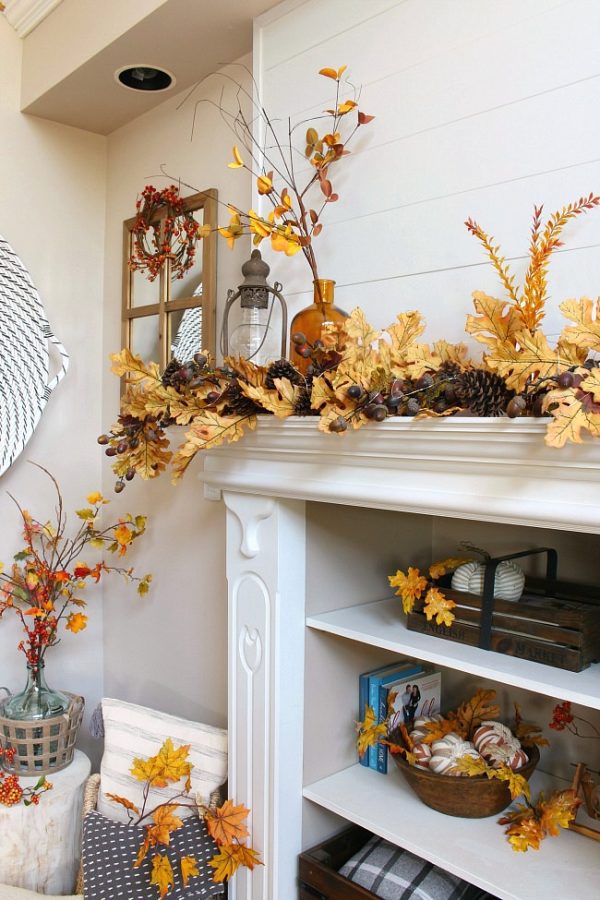 Fall Mantel Ideas - Amber and Oak Fall Mantel - Clean and Scentsible